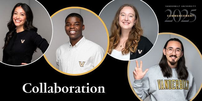 Youtube thumbnail for the Collaboration graduating student profile video, featuring four Class of 2025 students.