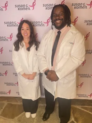Brandie Taylor and Logan Northcutt at the San Antonio Breast Cancer Symposium, where they both received an award from Susan G Komen Breast Cancer Foundation for their research (Submitted photo)