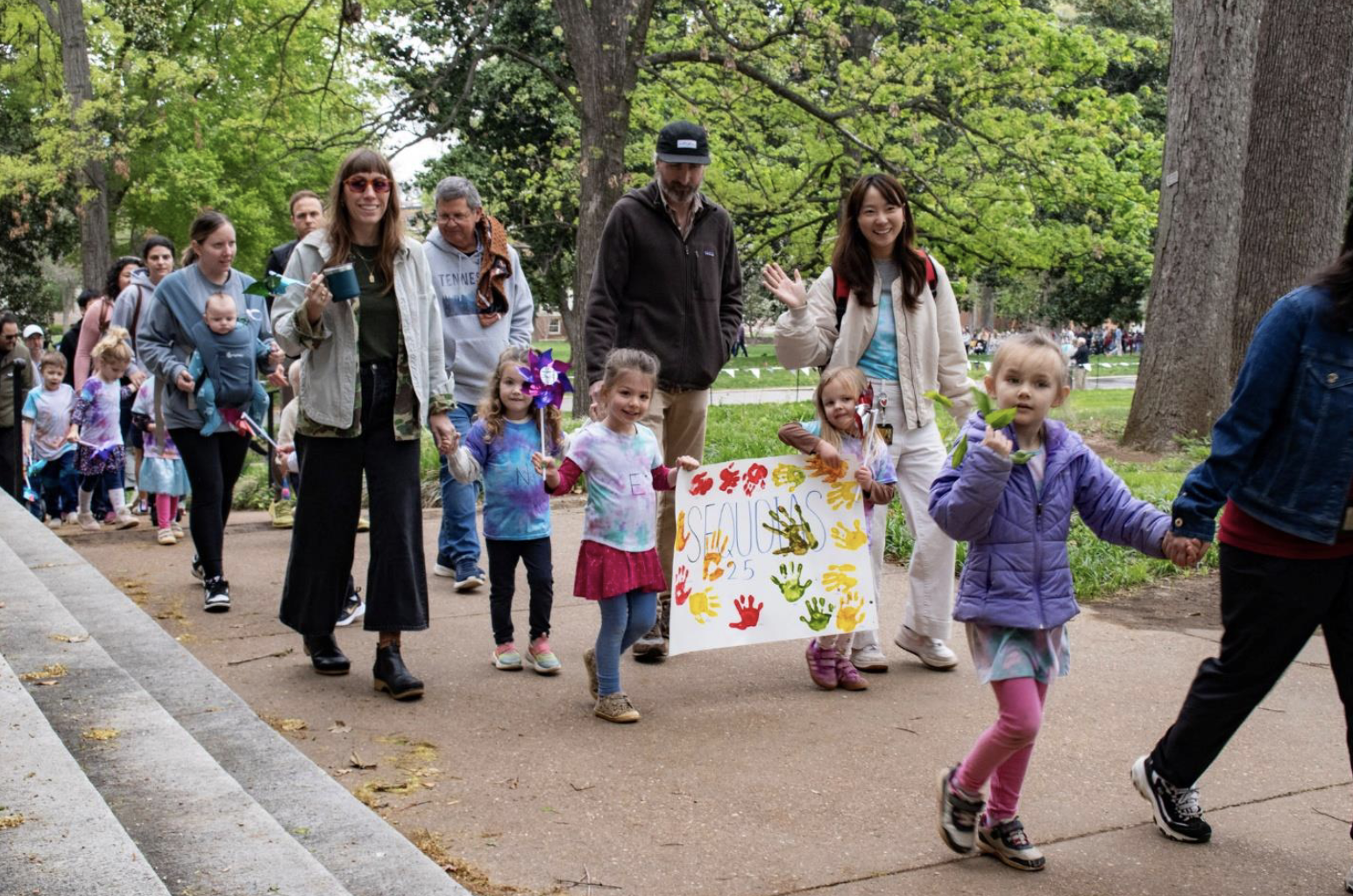 Acorn School students march in the Week of the Young Child parade.