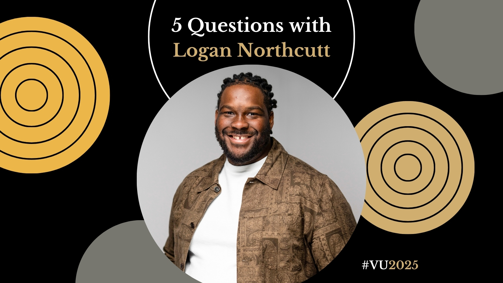 Image text reads: "5 Questions with Logan Northcutt" and features a headshot of Northcutt. 