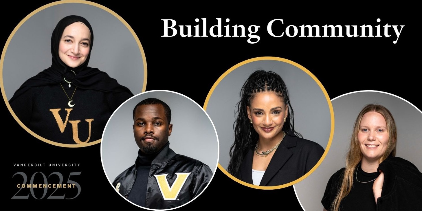 Image of four students who are featured in the "Building Community" edition of the 2025 Graduating Student Profiles. 