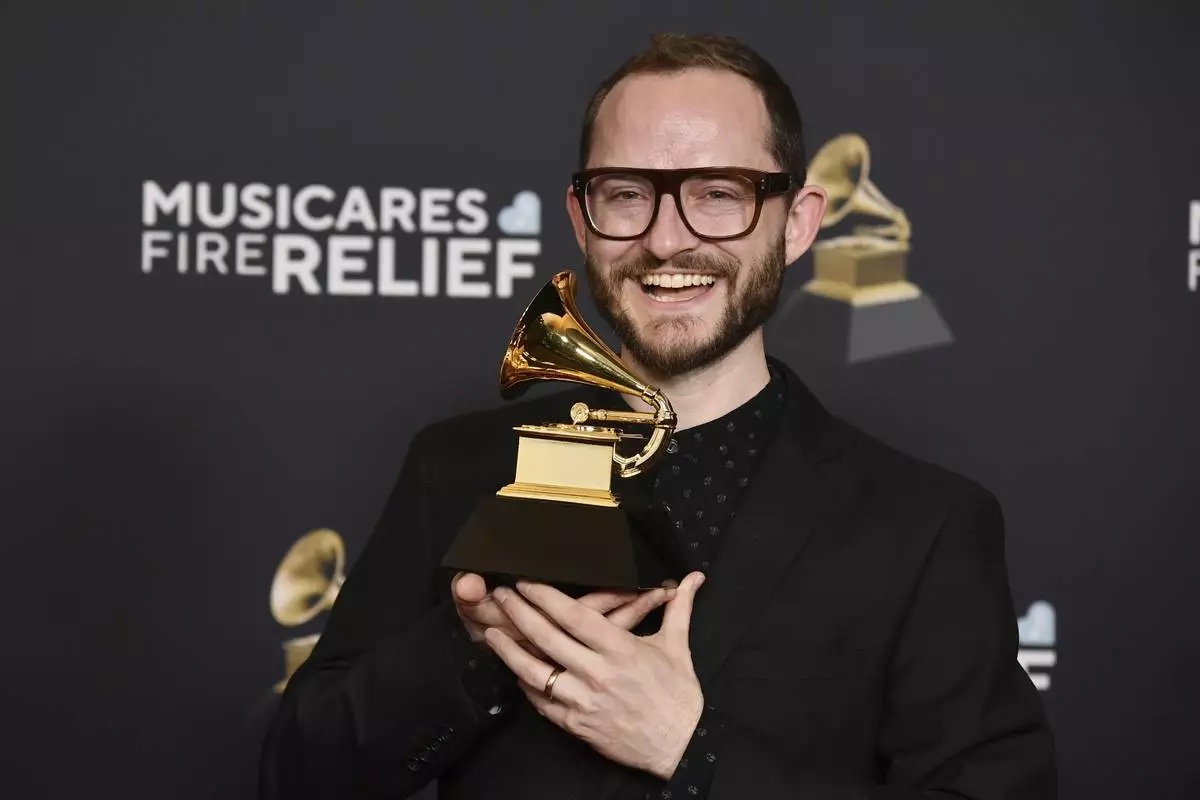 Pascal Le Boeuf holds his Grammy Award on Feb. 2, 2025. 