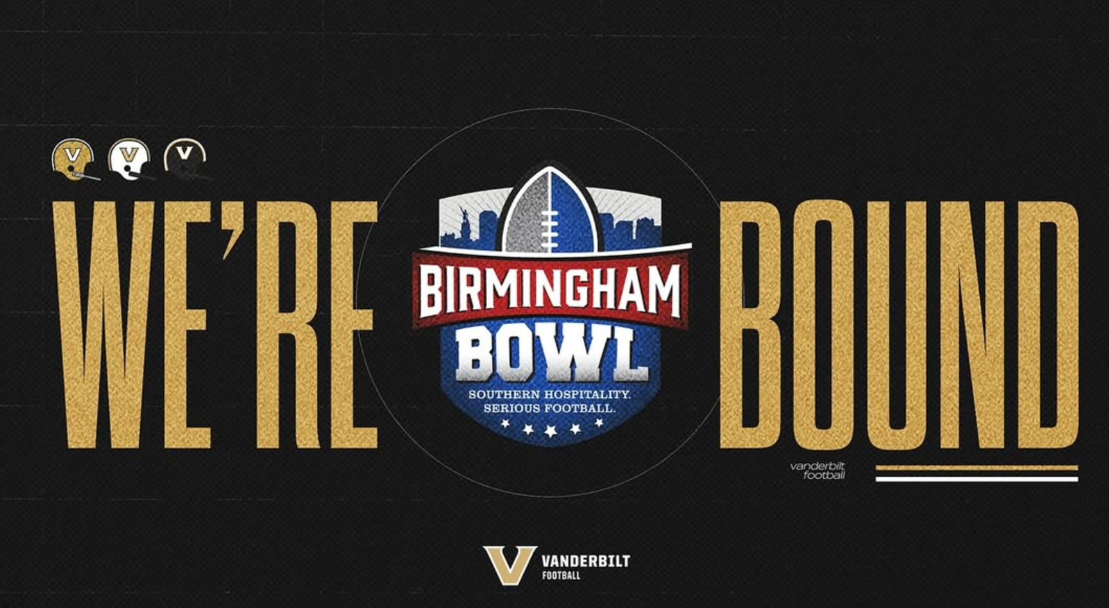Image text reads: "We're Bound. Birmingham Bowl: Southern Hospitality, Serious Football."