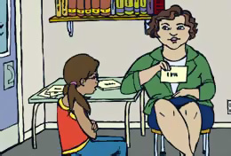 Teacher with Flash Cards