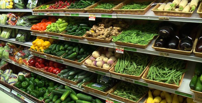 produce aisle at the grocery store