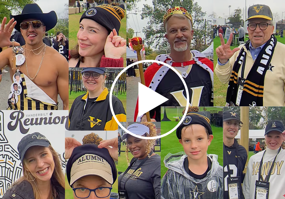 Collage of images of attendees in their VU gear at 2024 Reunion Weekend.