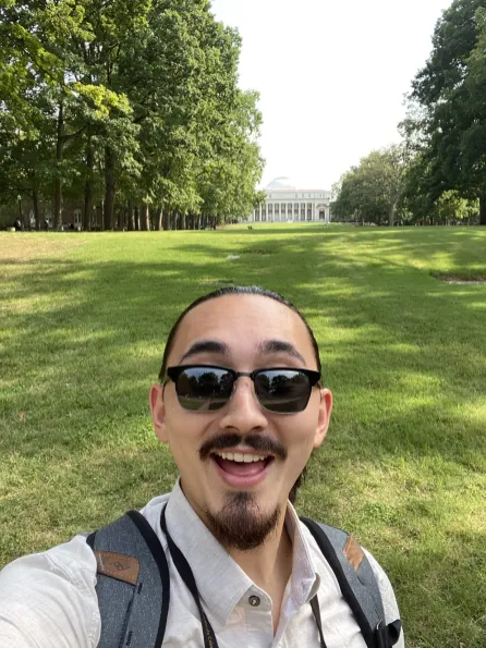 Jack Roberts Jue on his first day of class on Magnolia Lawn, August 2023 (Submitted photo)