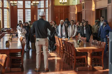 Winners of the Student Society for Climate Change Awareness competition tour Vanderbilt. Photo: Harrison McClary/Vanderbilt University