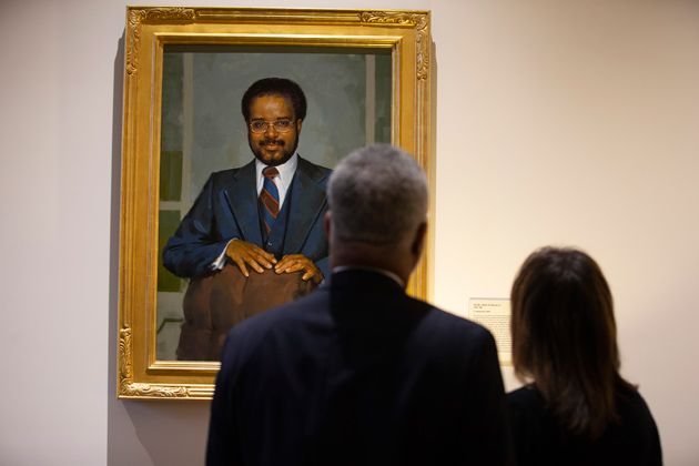 Chancellor Nicholas S. Zeppos unveiled four portraits on Saturday that are part of a new “Vanderbilt Trailblazers” portrait series to honor members of the Vanderbilt community who broke barriers at the university and in society at large. (Joe Howell/Vanderbilt)