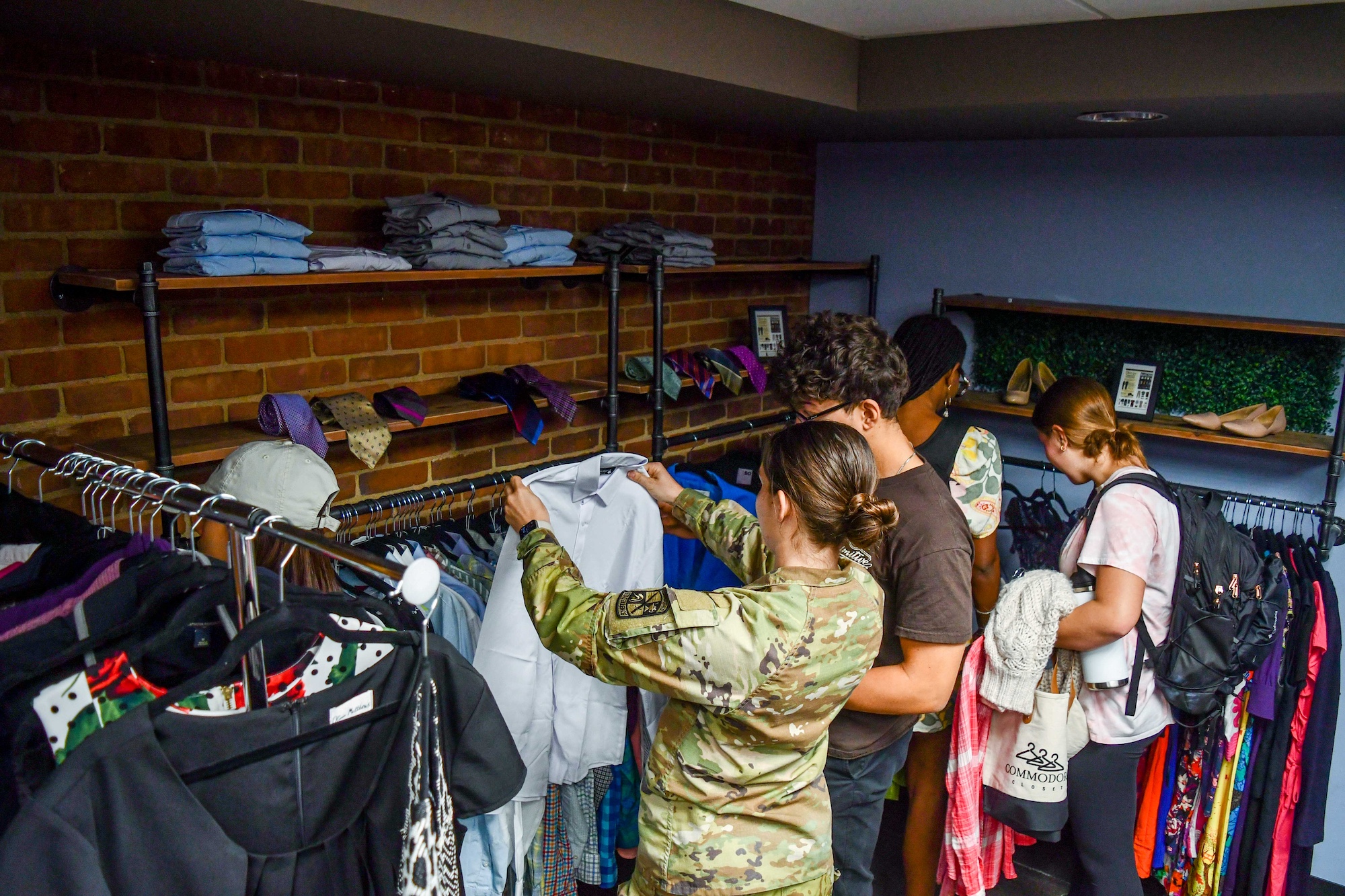 Students browse the Commodore Closet on opening day. 