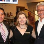 Roman T. Goate, EMBA’15 (left), Kimberly Barboza, MS’95, EMBA’15, and Owen Alumni Board member Heiki Miki, MBA’96, attend the Owen Reunion Reception.