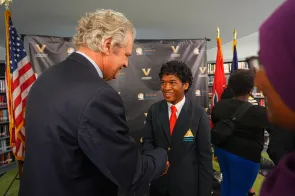 Vanderbilt University and Metro Nashville Public Schools announce a new partnership to boost college admissions from Nashville schools at a May 1 news conference. (Harrison McClary / Vanderbilt University)