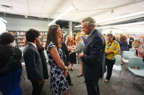 Vanderbilt University and Metro Nashville Public Schools announce a new partnership to boost college admissions from Nashville schools at a May 1 news conference. (Harrison McClary / Vanderbilt University)