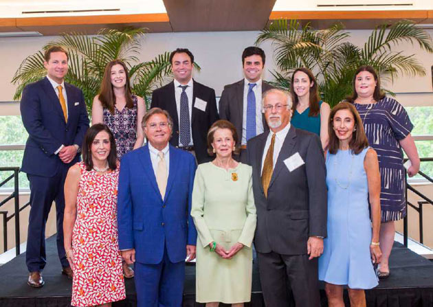 Members of the Eskind family gathered for the July 18 reopening of The Annette and Irwin Eskind Family Biomedical Library and Learning Center following a yearlong, $12.9 million renovation. Front row, l-r: Donna Eskind, Jeffrey Eskind, Annette Eskind, Steven Eskind and Laurie Eskind. Back Row, l-r: Andrew Galbierz, Megan Eskind, David Eskind, Matthew Eskind, Caroline Eskind and Sara Eskind. (Vanderbilt University)