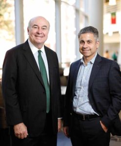 Read McNamara, MA’76, (left) assistant dean for corporate partnerships at Owen’s Career Management Center and Sam Samad, senior vice president and treasurer at Cardinal Health and a member of Owen’s Board of Visitors