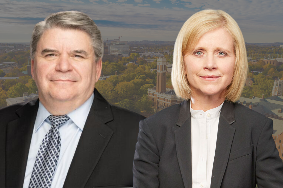 Headshots of Douglas Christiansen and Tracey George.