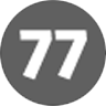 A grey circular icon with the number 77 in white, representing Route 77 on a transit map.