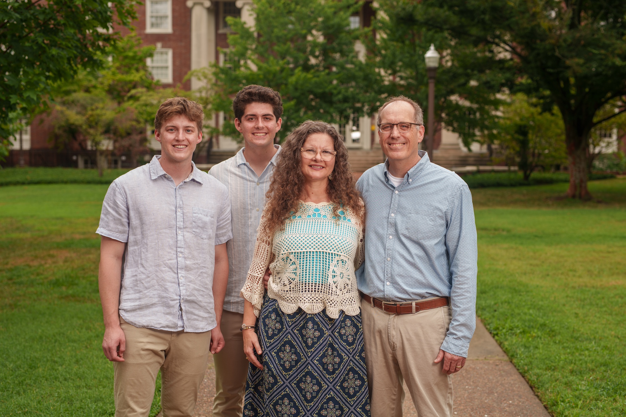 Andrew Finch poses with his family on campus.