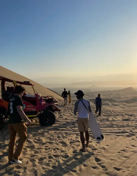 Lexi Radzyminski in Peru "6:54 am. Sharing the thrill of riding dune buggies and sand boarding for the first time with my classmates who have now become some of my great friends. This adventure immediately followed a breathtaking sunrise over the Huacachina desert during one of our Maymester excursions to the Ica, a city in southern Peru."