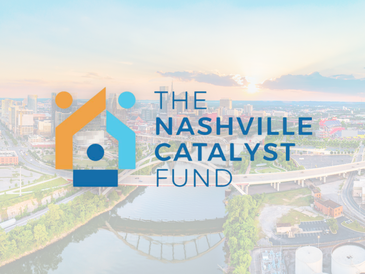 Image text reads: "The Nashville Catalyst Fund" with an arial photo of downtown Nashville in the background. 