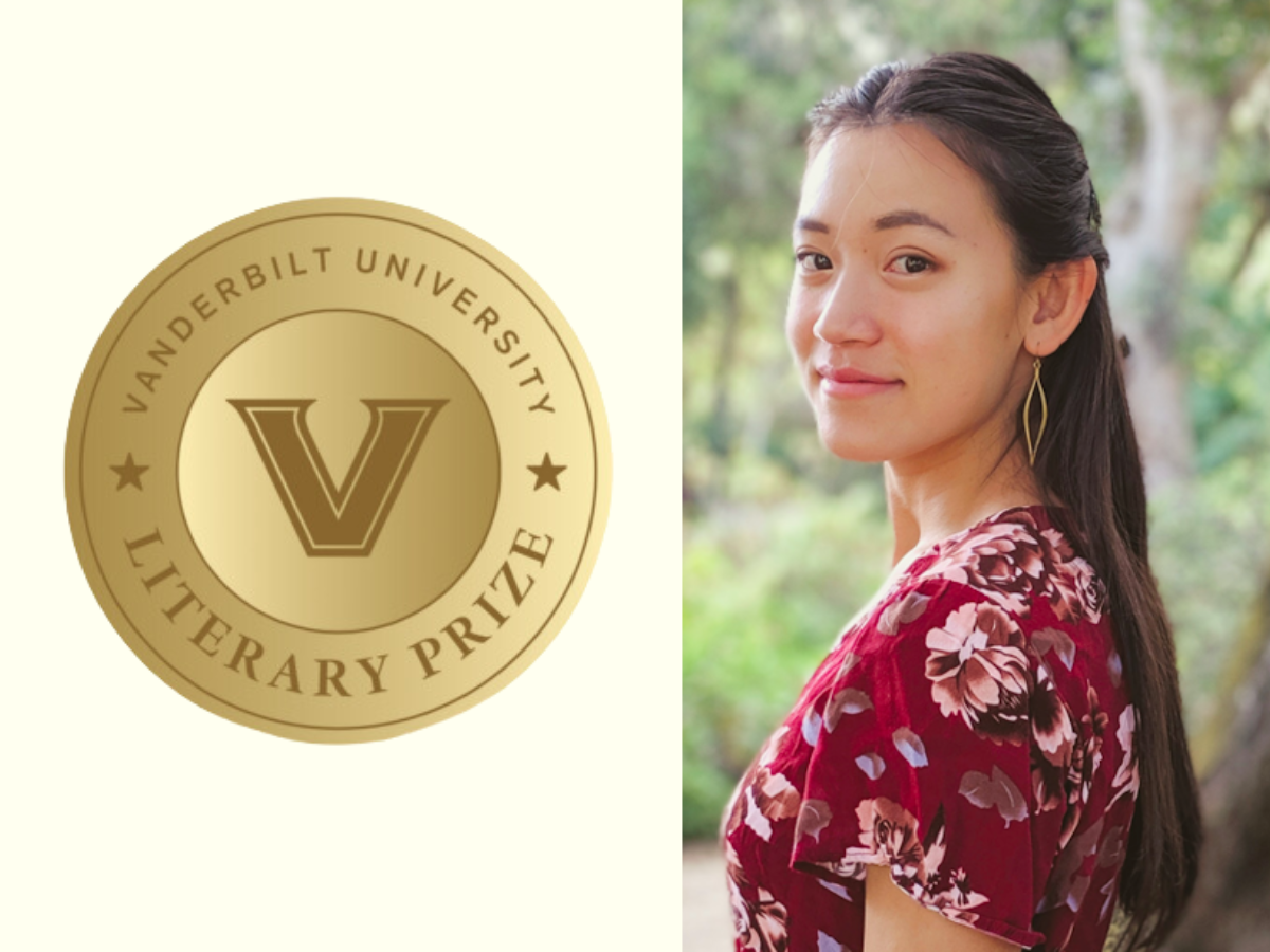 The Vanderbilt University Literary Prize medallion logo sits to the left of a headshot of poet Stephanie Niu.