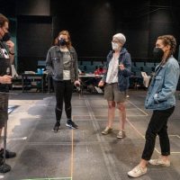 Leah Lowe works with cast of 'Cymbeline' inside Neely Auditorium
