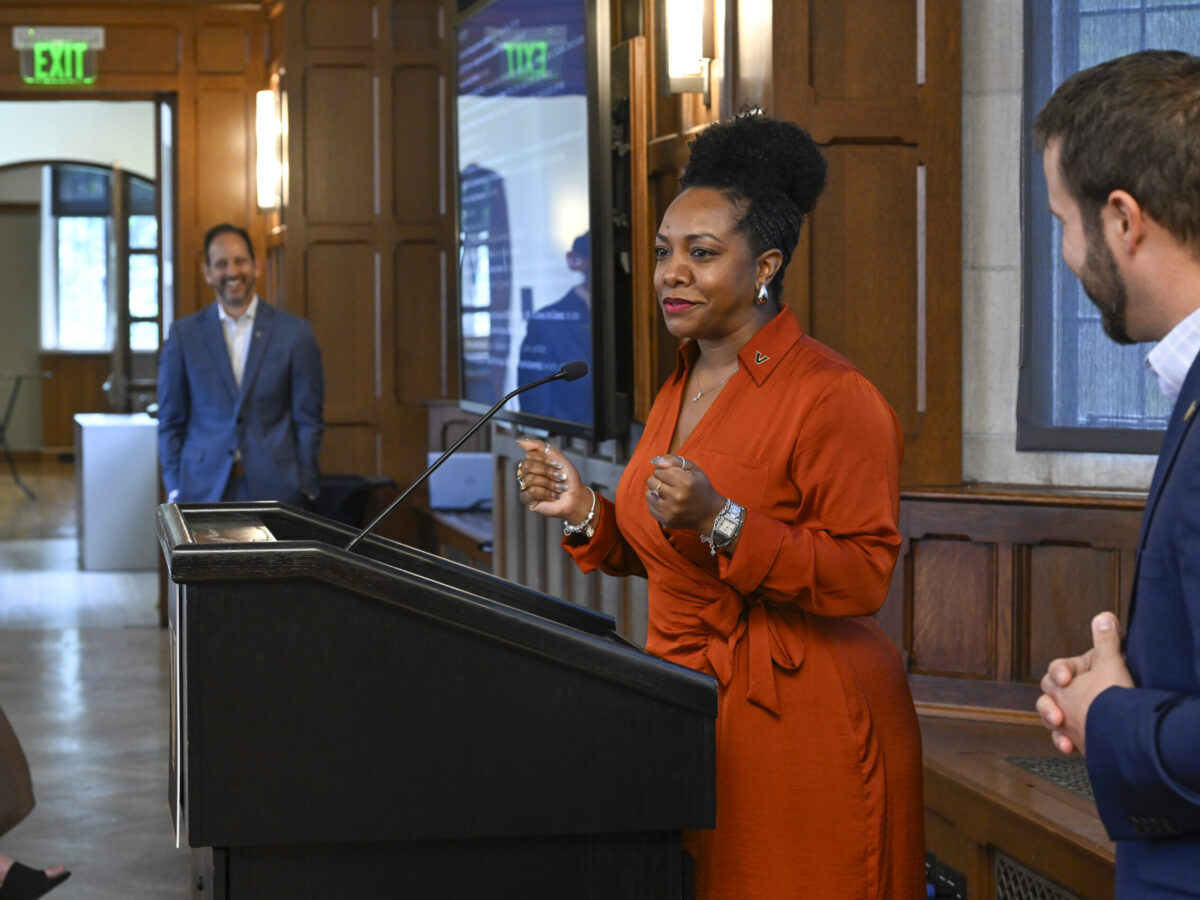 bianca presenting at awards event