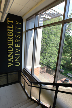 One of two new stairways created in the Rand Hall renovation. (Steve Green/Vanderbilt)