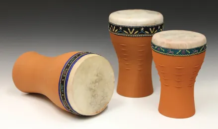 These darbukas were made by hand and with a 3D printer that uses clay; all are made of Vanderbilt soil. (Amir Aghareb)