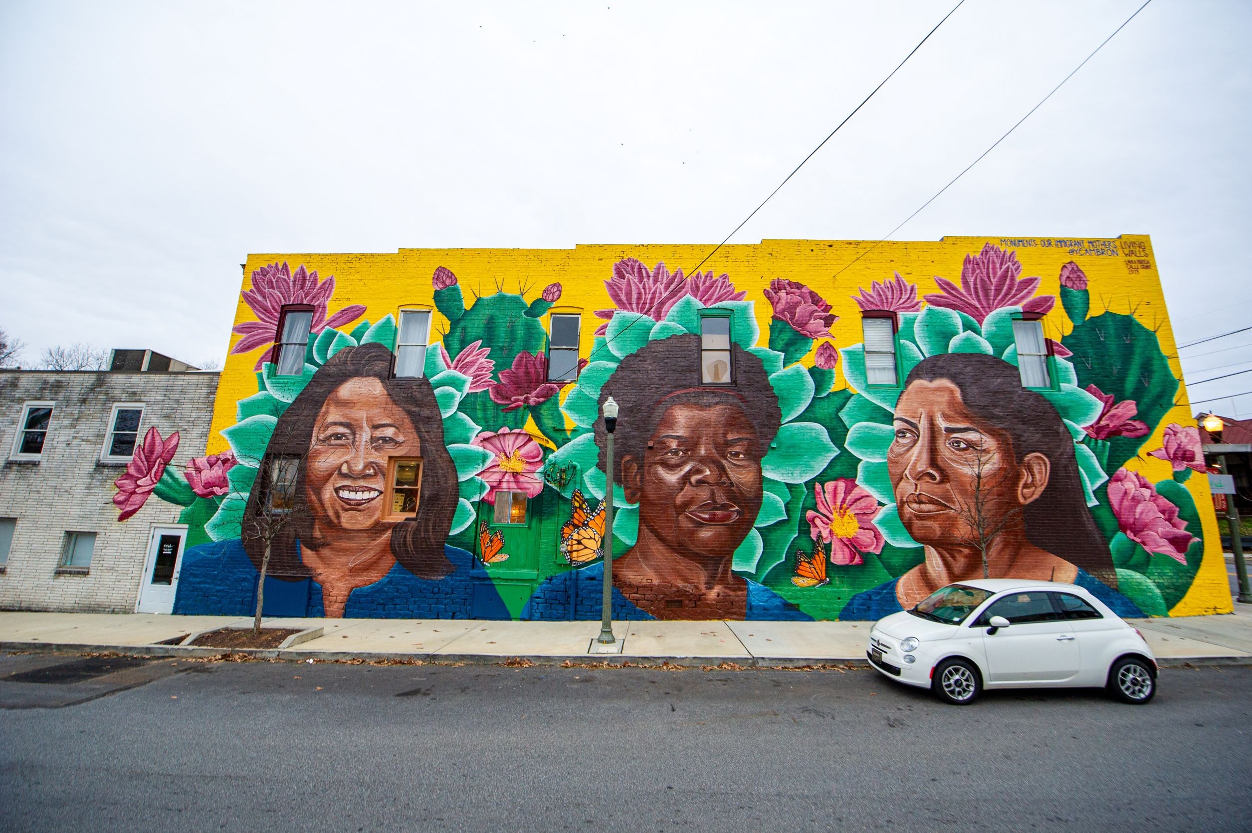 Image of 'Monuments: Our Immigrant Mothers,' a mural of three Latinx women. 