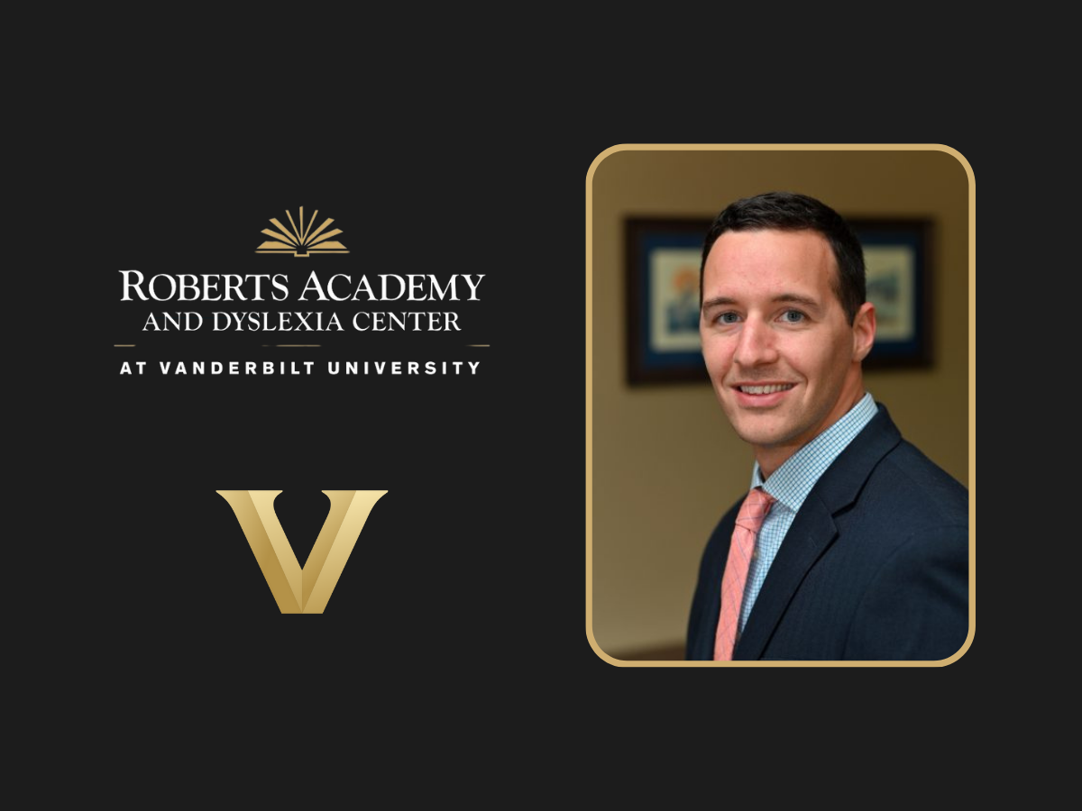 The Roberts Academy and Vanderbilt University logos sit to the left of a headshot of Jared Clodfelter.