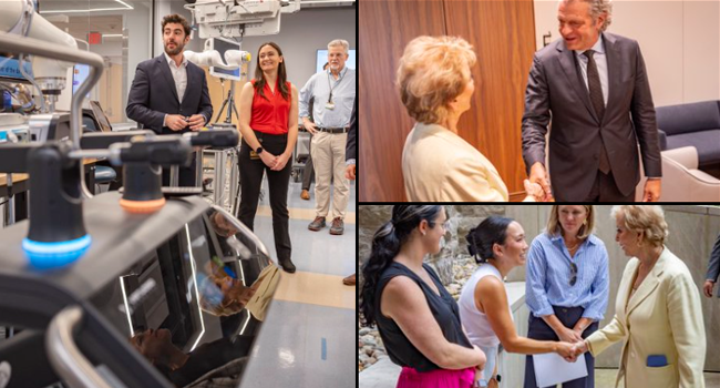 collage of photos featuring Vanderbilt faculty and staff greeting Sen. McMahon
