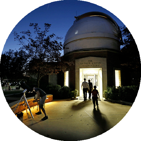 Exterior view of Dyer Observatory at night