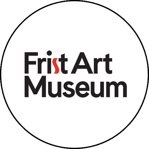 The words Frist Art Museum in black with the first S being a sharp red color that curves, symbolizing the Cumberland River in Nashville protrude from a white background