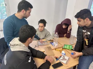 Aziz Medhioub explaining an idea to members of the Vanderbilt rocket team (Submitted photo)