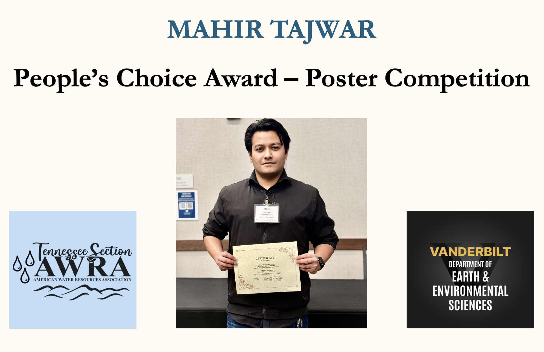 EES PhD Student Mahir Tajwar Receives People’s Choice Award