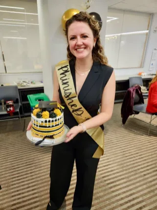 Kaitlyn Browning celebrating after she successfully defended her Ph.D. dissertation (Submitted photo)