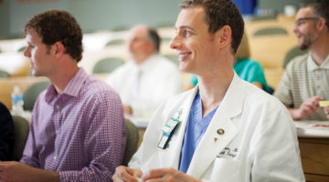 Pictured: Vanderbilt Business Master of Management in Health Care students sitting in a classroom during a lecture