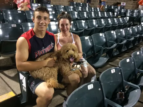 Jack Bulger, Beth Bulger and their family dog, Mickey, who was named after Mickey Mantle (Submitted photo)