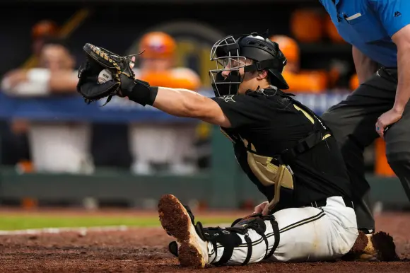 Catcher Jack Bulger was an integral part of the VandyBoys' SEC Tournament victory in 2023. (Vanderbilt Athletics)