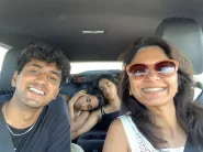 Vivek Kumar, his mom and his sleeping sisters on a trip in Spain in July 2022 (Submitted photo)