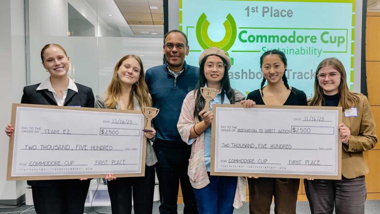 Commodore Cup winners pose with Professor David Owens. 