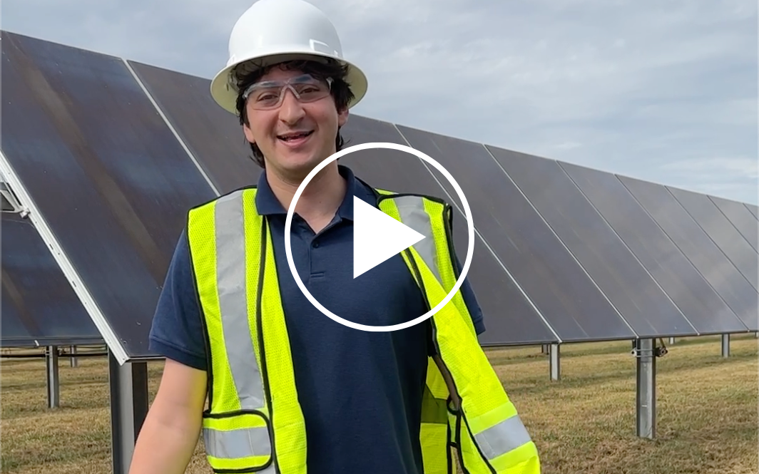 Class of 2024's Ari Sasson shows off the Vanderbilt I Solar Farm.