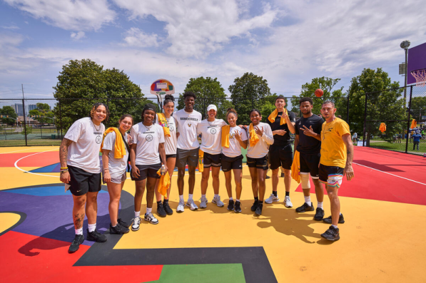 Watkins Park dedication of HOPE basketball Court with painting of Perry Wallace.