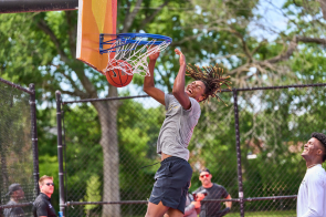 Watkins Park dedication of HOPE basketball Court with painting of Perry Wallace.