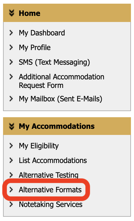 alt format link on commodore access portal