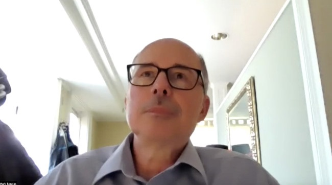 Screenshot of Mark Bandas receiving award virtually