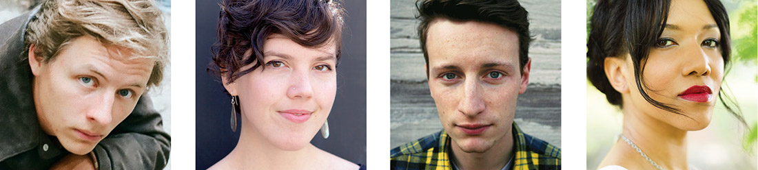 Left to right: M.F.A. graduates Anders Carlson-Wee, Kendra DeColo and  Edgar Kunz; Tiana Clark