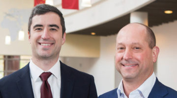 Zach Alrutz, MBA’17, with his scholarship donor, John Hawkins, MBA’92.
