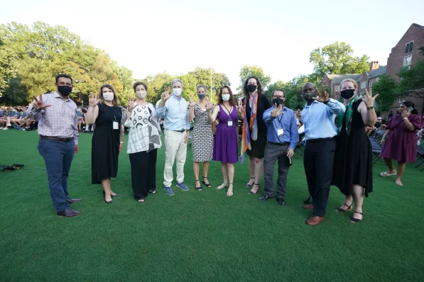 Faculty heads of house from The Ingram Commons (L-R) Celso Castilho, Natasha McClure, Chalene Helmuth, Douglas McMahon, Alyssa Hasty, Elizabeth Meadows, Carol Ziegler, Eric Barth, Rosevelt Noble and Emily Pendergrass.